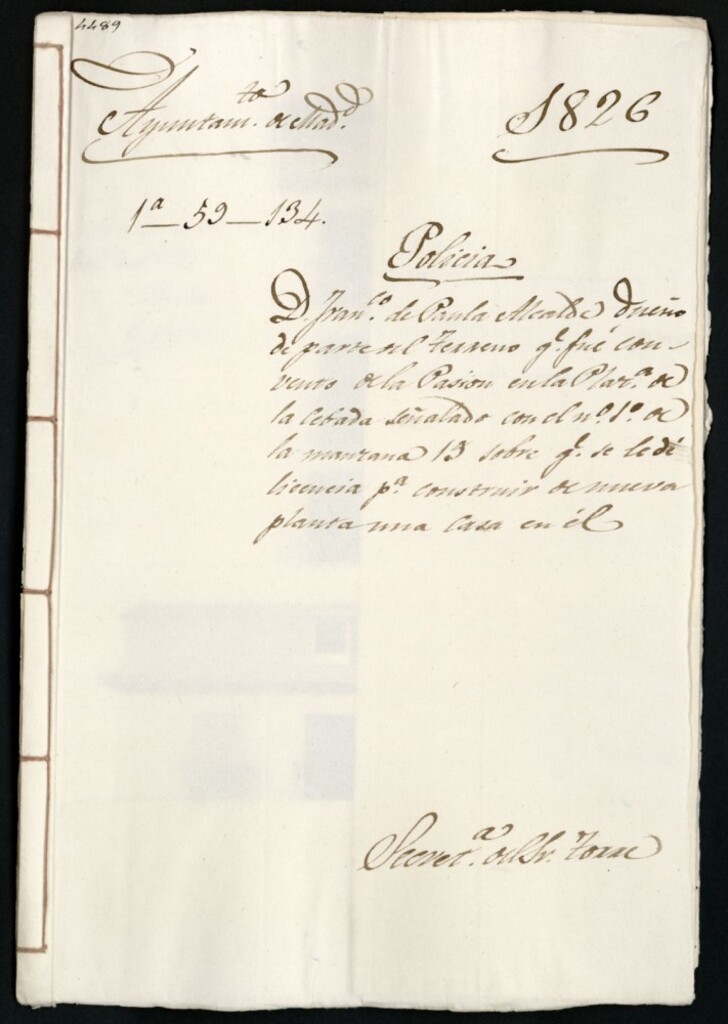Miniatura de Don Francisco de Paula Alcalde, dueño de parte del terreno que fue convento de la Pasión en la Plaza de la Cebada, señalado con el nº 1, en la manzana 15 sobre que se le de licencia para construir de nueva planta una casa