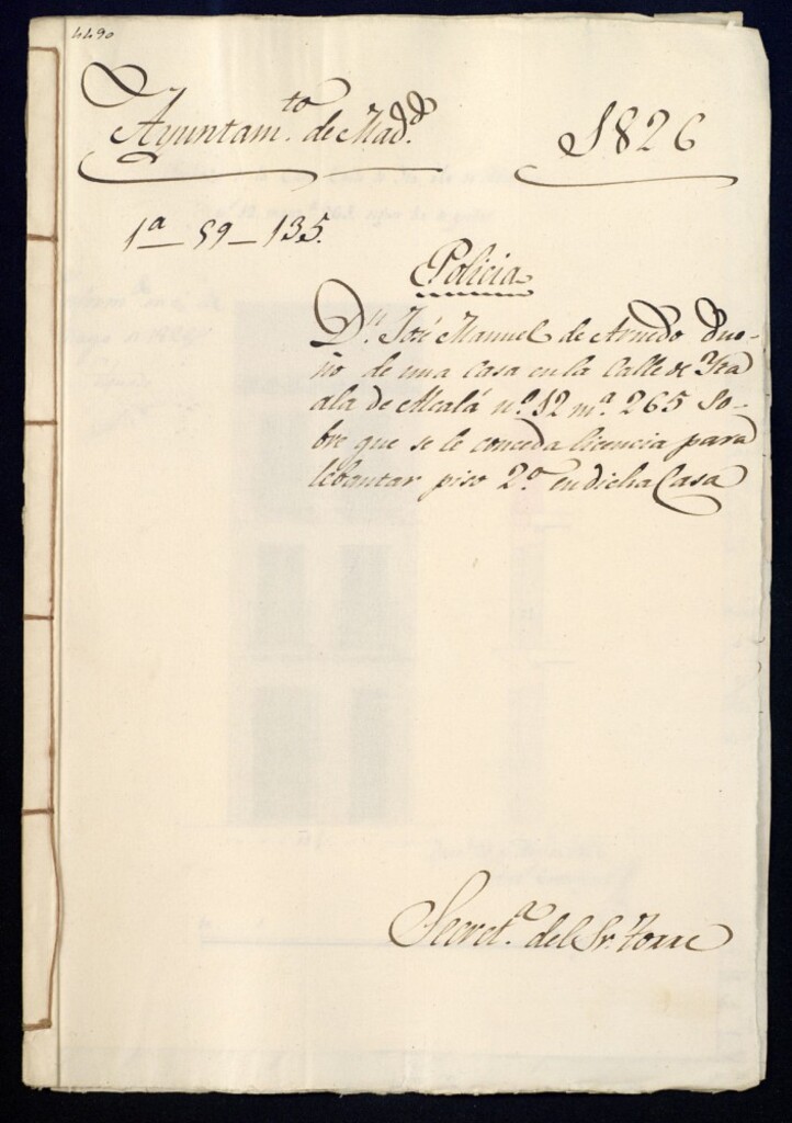 Miniatura de Don José Manuel de Arnedo dueño de una casa de la calle de Yta a la de Alcalá, 12, manzana 265, sobre que se le conceda licencia para levantar piso segundo en dicha casa