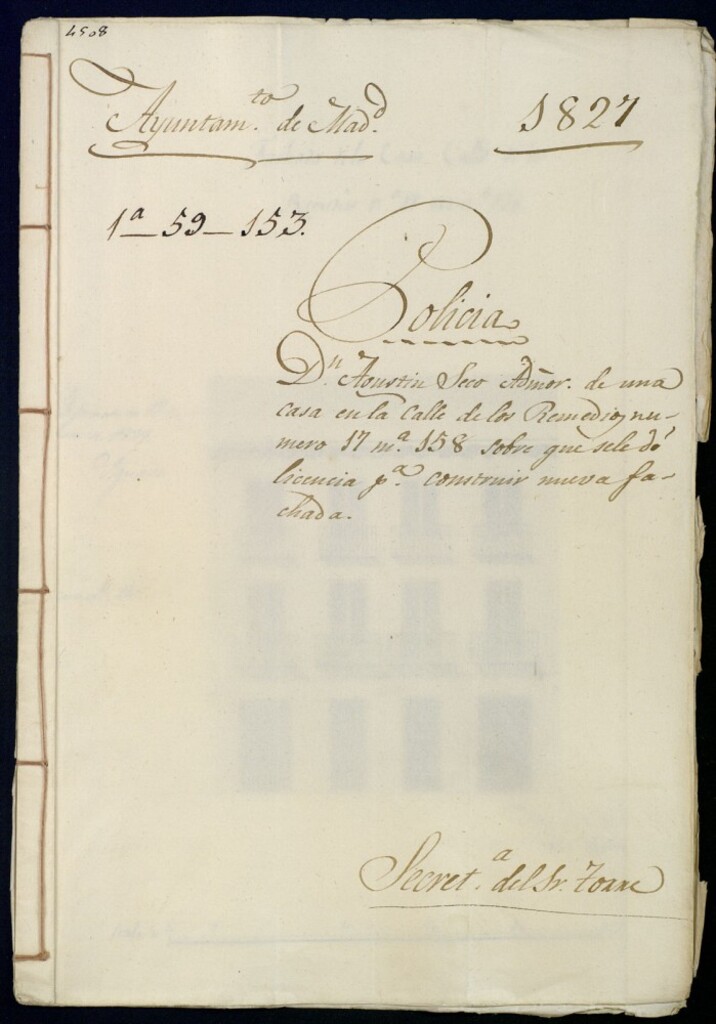 Miniatura de Don Agustín Seco, administrador de una casa en la calle de los Remedios número 17, manzana 158 sobre que se le dé licencia para construir nueva fachada.