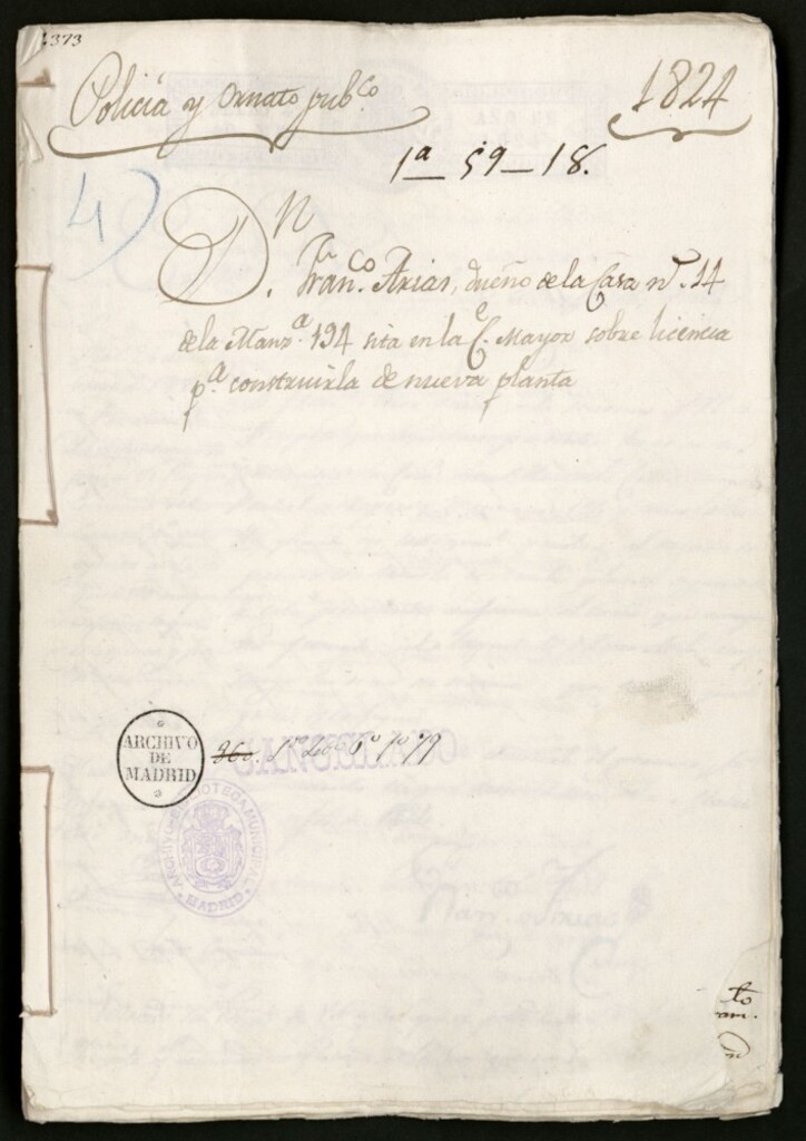 Miniatura de Don Francisco Arias, dueño de la casa, número 14 de la manzana 194, sita en la calle Mayor sobre licencia para construirla de nueva planta.