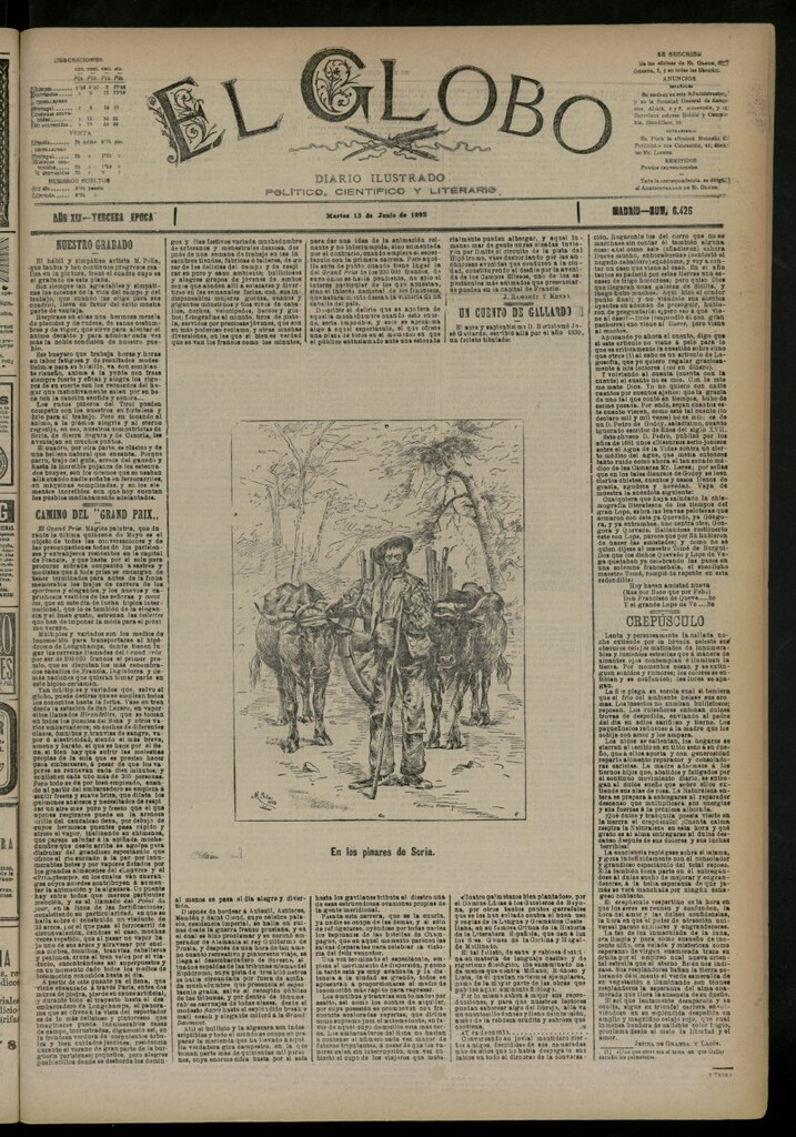 Miniatura de El Globo : diario ilustrado del 13 de junio de 1893, nº 6426