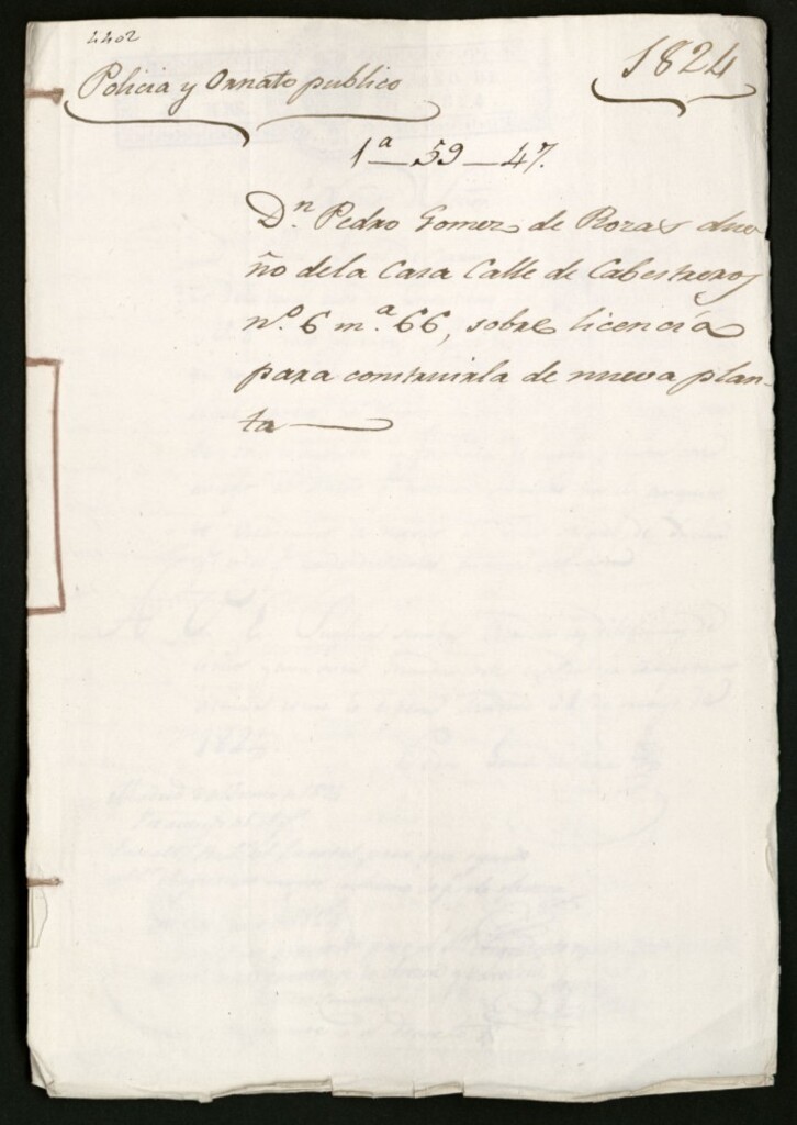 Miniatura de Don Pedro Gómez de Rozas dueño de la casa de la calle de Cabestreros, nº 6, manzana 66, sobre la licencia solicitada para construir de nueva planta.