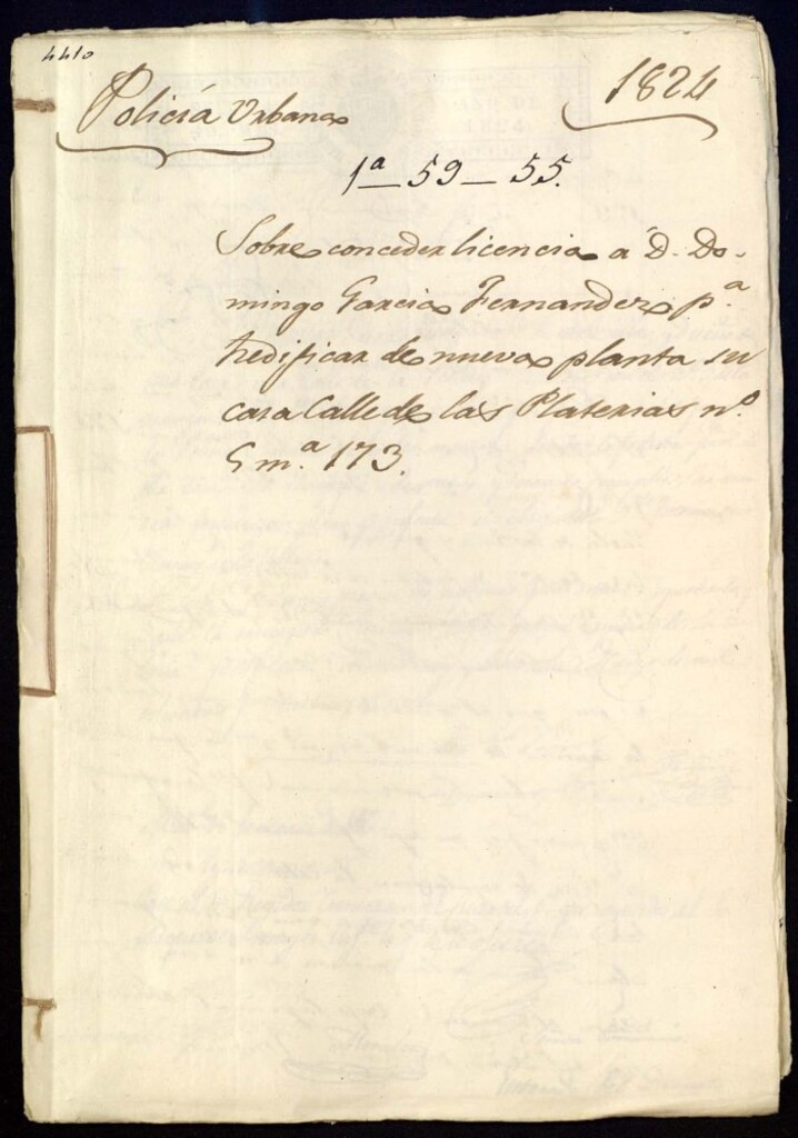 Miniatura de Concesión de licencia a don Domingo García Fernández para reedificar de nueva planta su casa de la calle de las Platerías, 5, manzana 173.