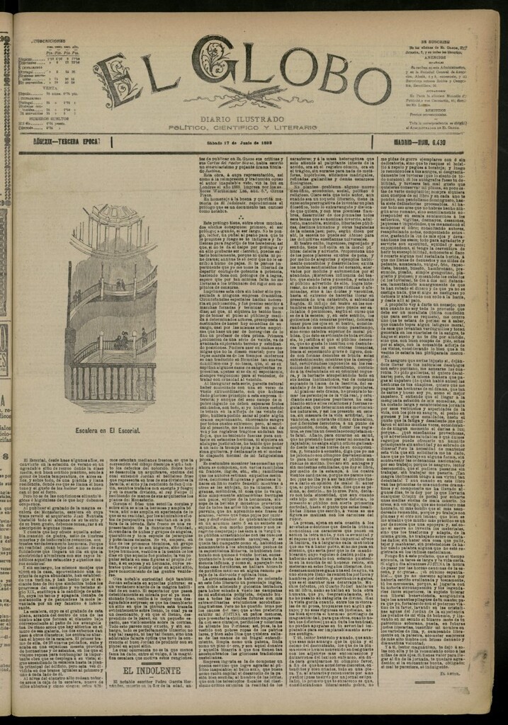 Miniatura de El Globo : diario ilustrado del 17 de junio de 1893, nº 6430