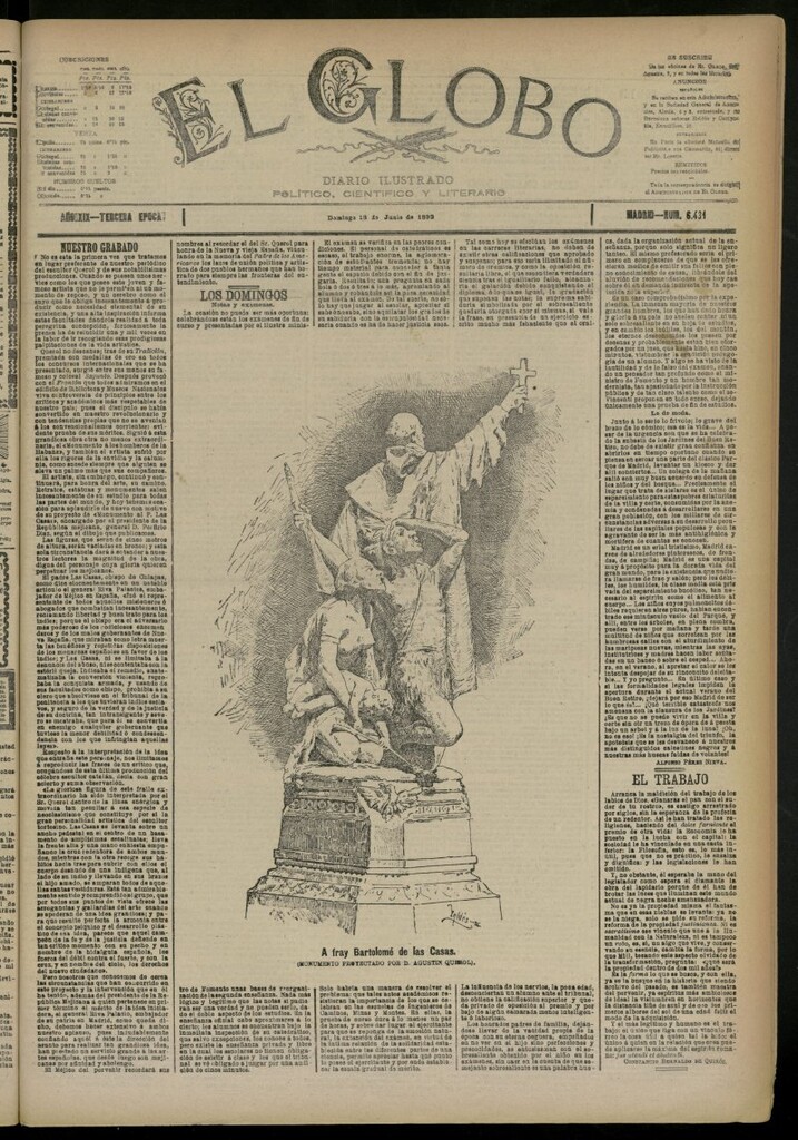 Miniatura de El Globo : diario ilustrado del 18 de junio de 1893, nº 6431