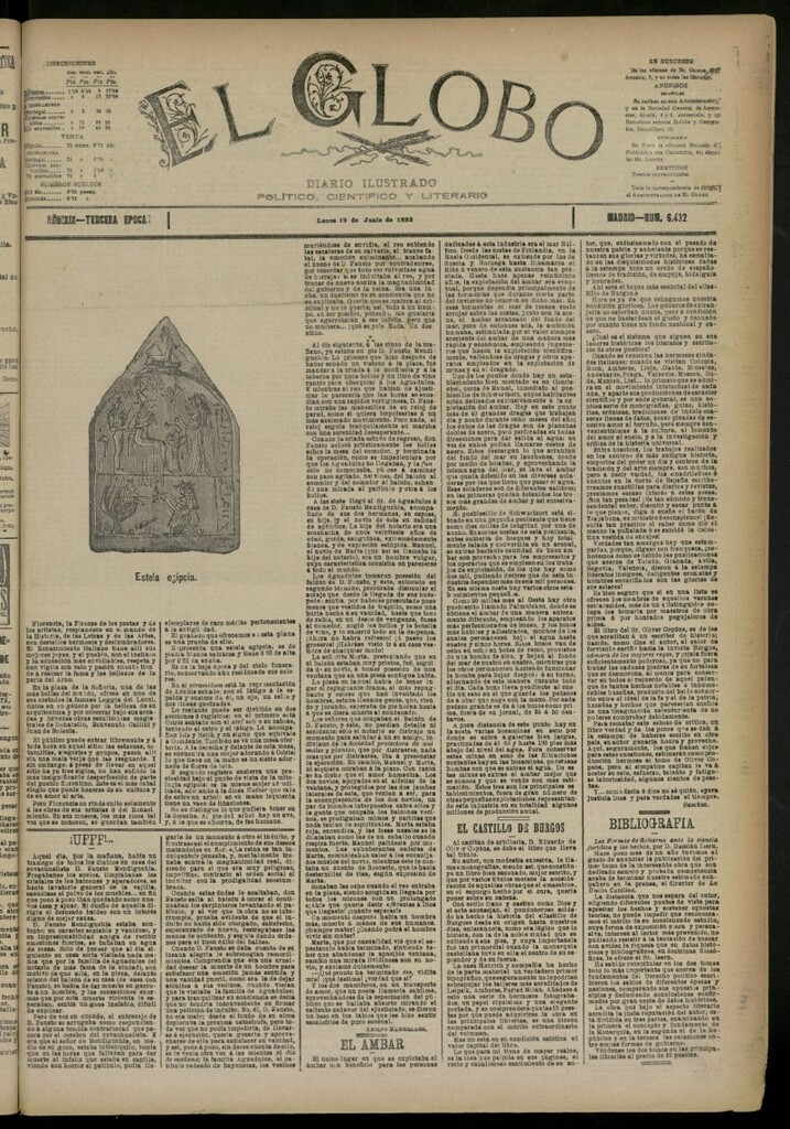 Miniatura de El Globo : diario ilustrado del 19 de junio de 1893, nº 6432