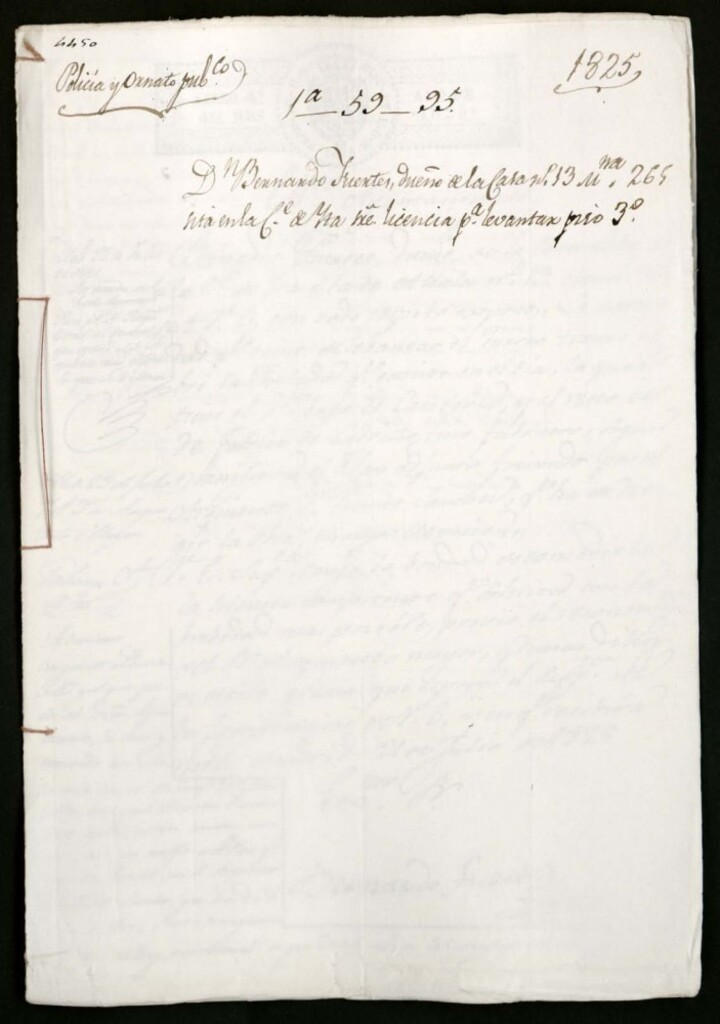 Miniatura de Don Bernardo Fuertes, dueño de la casa nº 13, manzana 265, sita en la calle de Yta sobre licencia para levantar piso tercero.