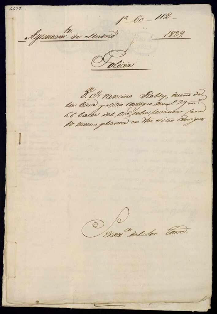 Miniatura de Don Francisco Robles, dueño de la casa y sitio contiguo número 29, manzana 66, calle del Oro, sobre levantar casa de nueva planta en otro sitio contiguo.