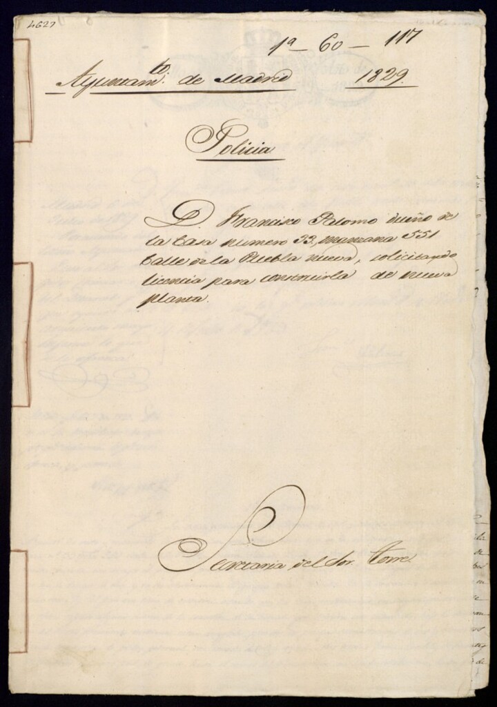 Miniatura de Francisco Palomo dueño de la casa número 33 manzana 551 calle de la puebla nueva solicitando licencia para construirla de nueva planta