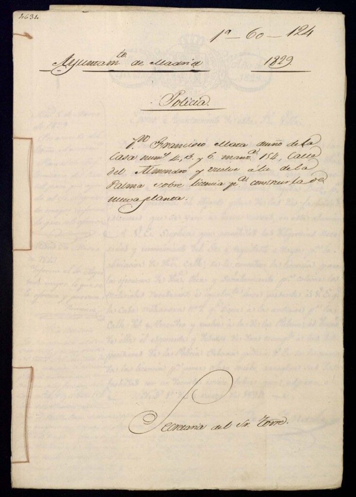 Miniatura de Don Francisco Mata, dueño de la casa número 4, 5 y 6, manzana 154, calle del Almendro y vuelve a la de la Palma, sobre licencia para construirla de nueva planta.