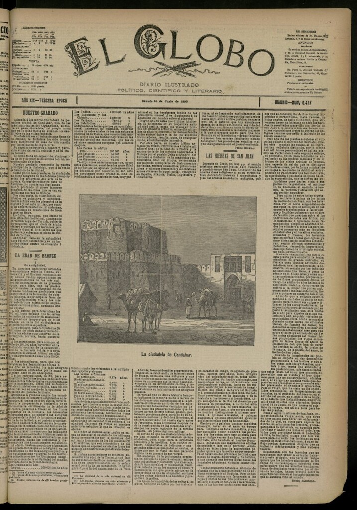 Miniatura de El Globo : diario ilustrado del 24 de junio de 1893, nº 6437