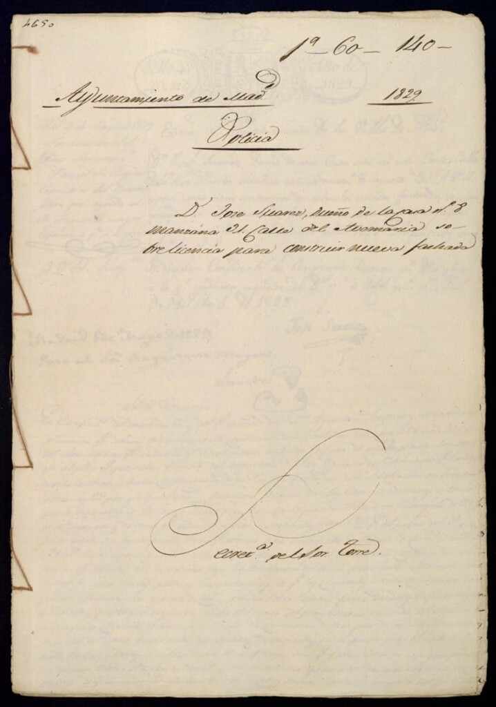Miniatura de Don José Suárez, dueño de la casa número 8, manzana 31 calle del Ave María sobre licencia para construir nueva fachada.