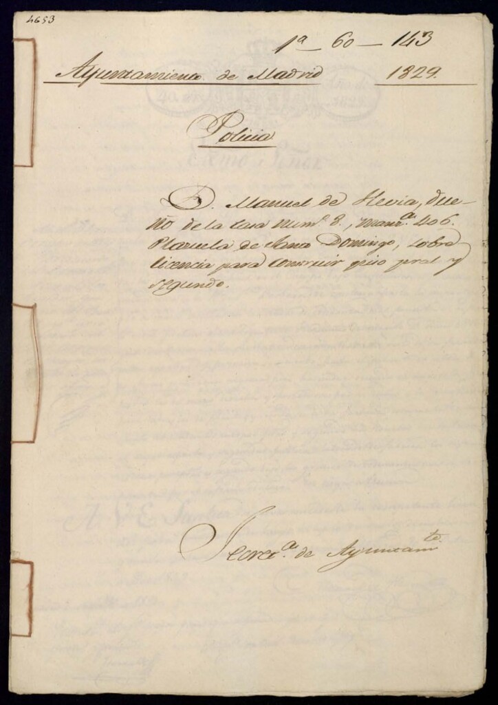 Miniatura de Don Manuel de Hevia, dueño de la casa número 8, manzana 406, Plazuela de Santo Domingo, sobre licencia para construir piso principal y segundo.