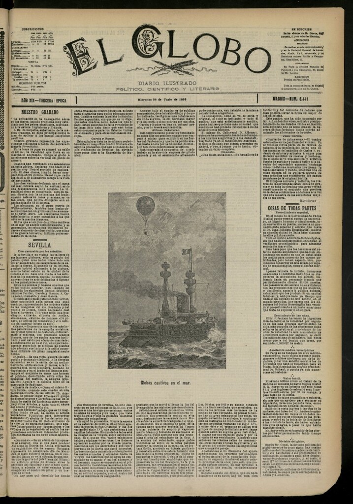 Miniatura de El Globo : diario ilustrado del 28 de junio de 1893, nº 6441