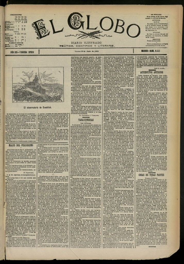 Miniatura de El Globo : diario ilustrado del 30 de junio de 1893, nº 6443