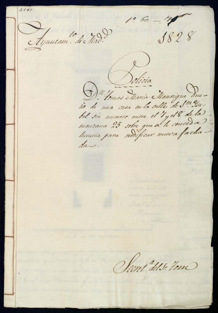 Miniatura de Don Tomás María Manrique dueño de una casa en la calle de Santa Isabel sin número entre el 7 y 8 de la manzana 25 sobre que se le conceda licencia para reedificar nueva fachada.