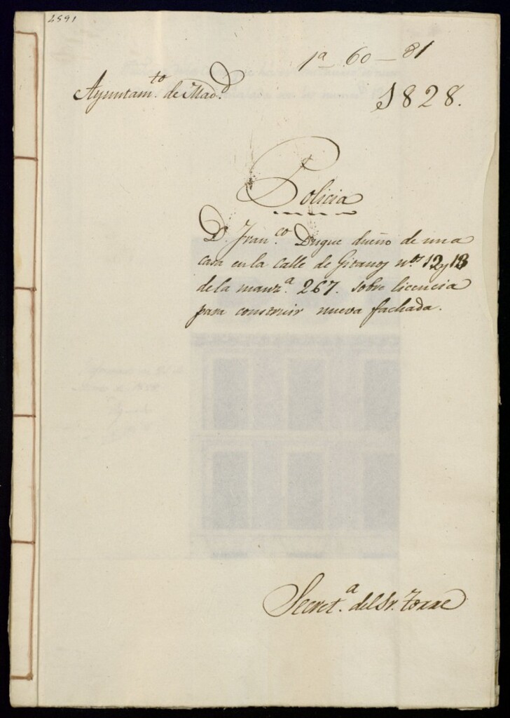 Miniatura de Don Francisco Duque dueño de una casa de Gitanos, 12 y 13 manzana 267, sobre licencia para construir nueva fachada