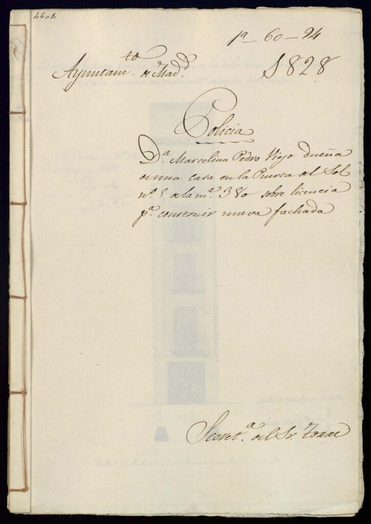 Miniatura de Doña Marcelina Pedro Viejo, dueña de una casa en la Puerta del Sol, 5 de la manzana 380 sobre licencia para construir nueva fachada.