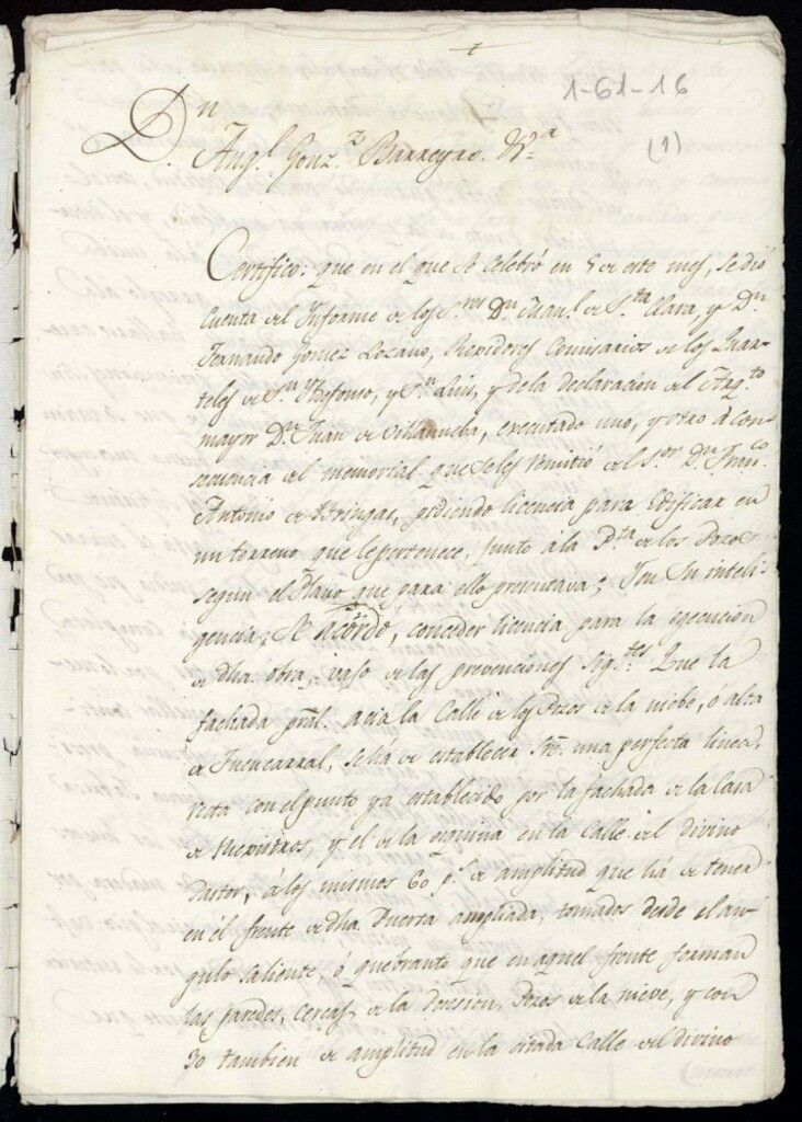 Miniatura de Licencia a Don Francisco Antonio de Bringas para la construcción de una casa al lado de la Puerta de los Pozos Fuencarral