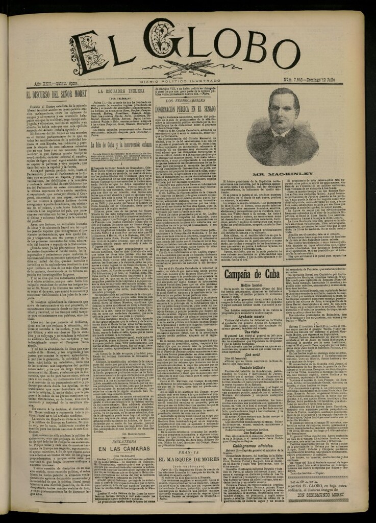 Miniatura de El Globo : diario ilustrado del 12 de julio de 1896, nº 7543