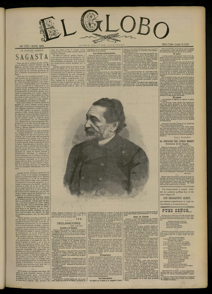 Miniatura de El Globo : diario ilustrado del 13 de julio de 1896, nº 7544