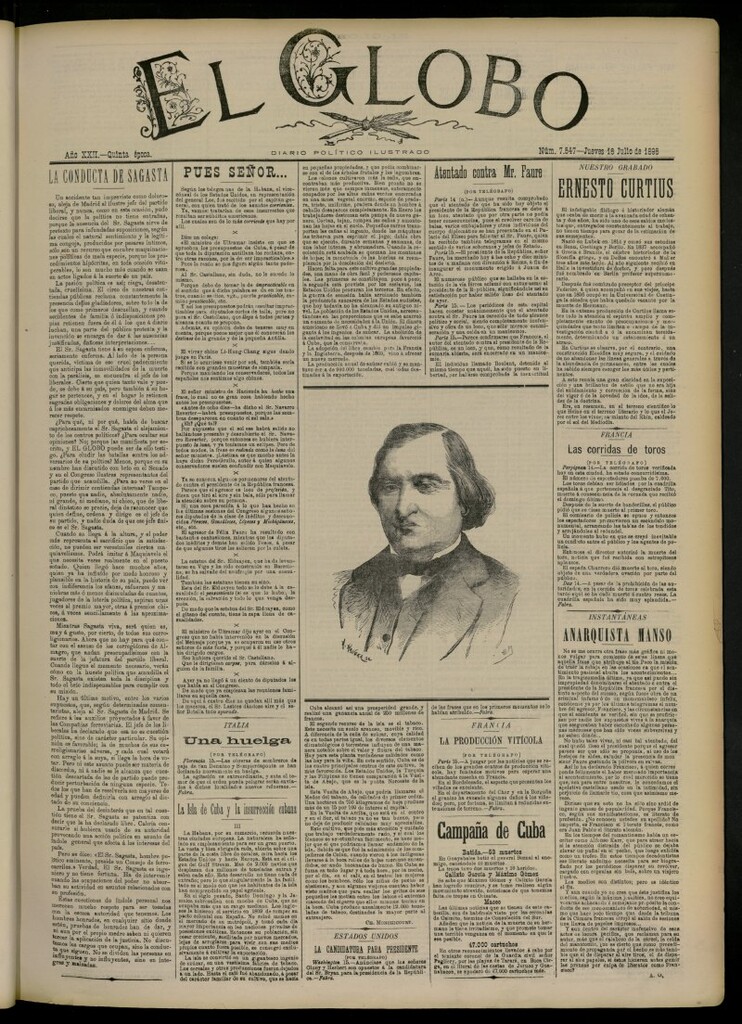 Miniatura de El Globo : diario ilustrado del 16 de julio de 1896, nº 7547