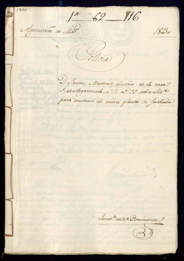 Miniatura de Don Santos Martínez, dueño de la casa de la calle de la Arganzuela, 15, manzana 99 sobre licencia para construir de nueva planta su fachada