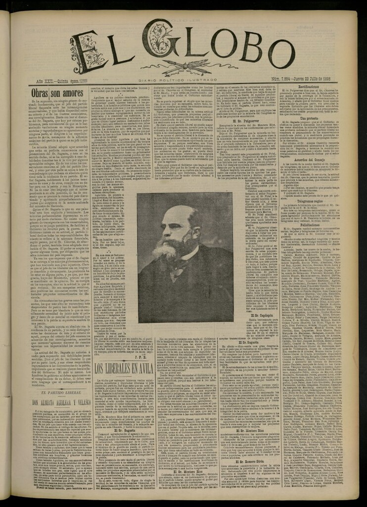 Miniatura de El Globo : diario ilustrado del 23 de julio de 1896, nº 7554