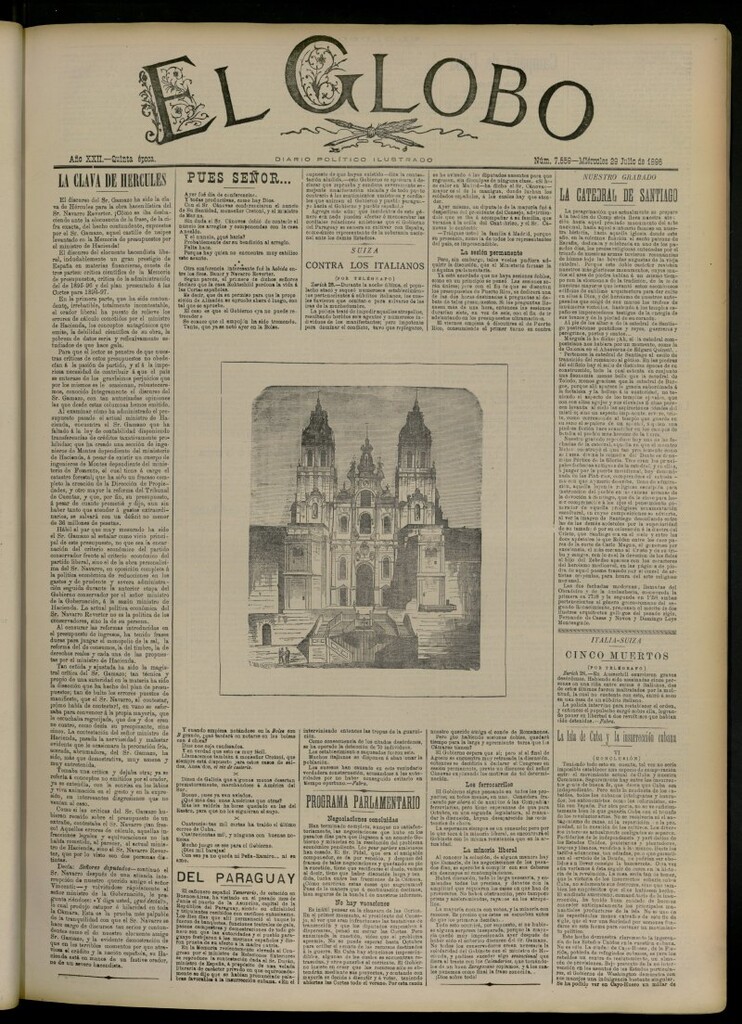 Miniatura de El Globo : diario ilustrado del 29 de julio de 1896, nº 7559