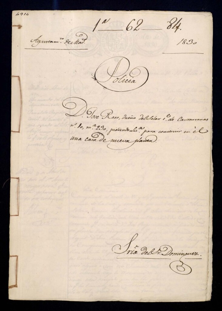 Miniatura de Don José Rojo, dueño del solar de la calle de cantarranas, 10, manzana 230, pidiendo licencia para construir en el una casa de nueva planta.