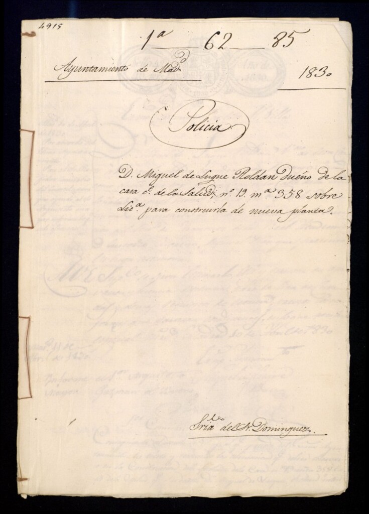 Miniatura de Don Miguel de Luque Roldan dueño de la casa de la calle de la salud, 19 manzana 358, sobre licencia para construirla de nueva planta