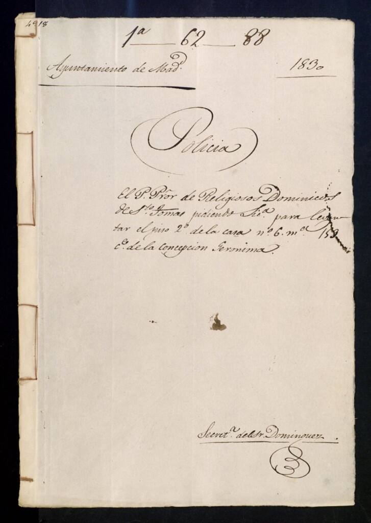 Miniatura de El padre procurador de religiosos dominicos de Santo Tomás pidiendo licencia para levantar el piso segundo de la casa número 6 manzana 159 calle de la Concepción Jerónima.