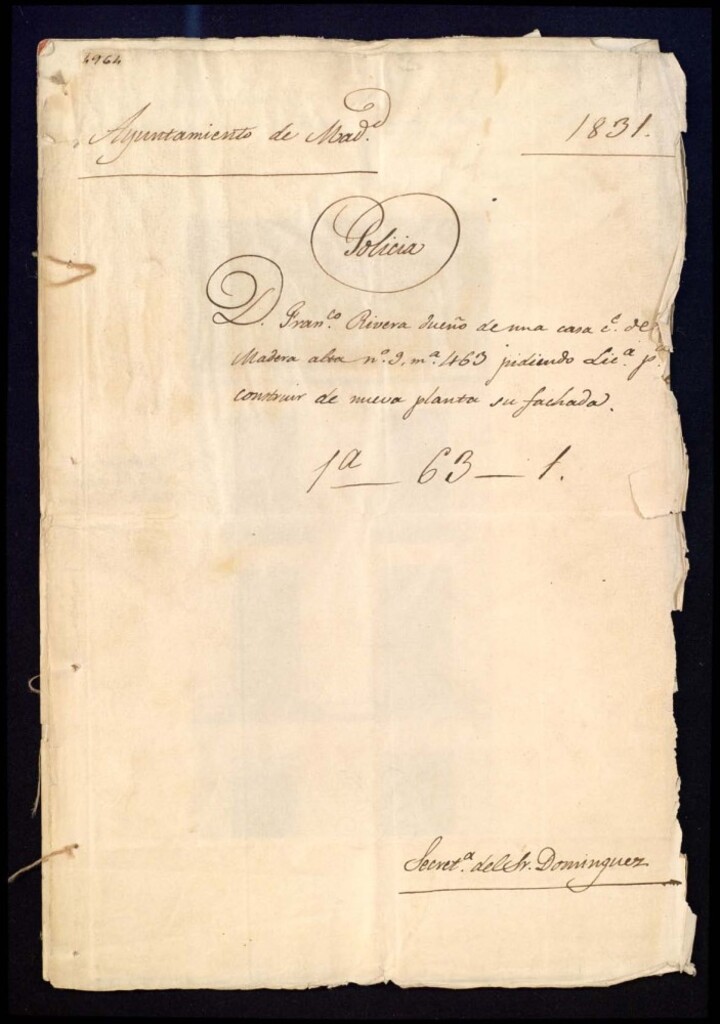 Miniatura de Don Francisco Rivera dueño de una casa en la calle de la Madera alta, 9 manzana 463, pidiendo licencia para construir de nueva planta su fachada