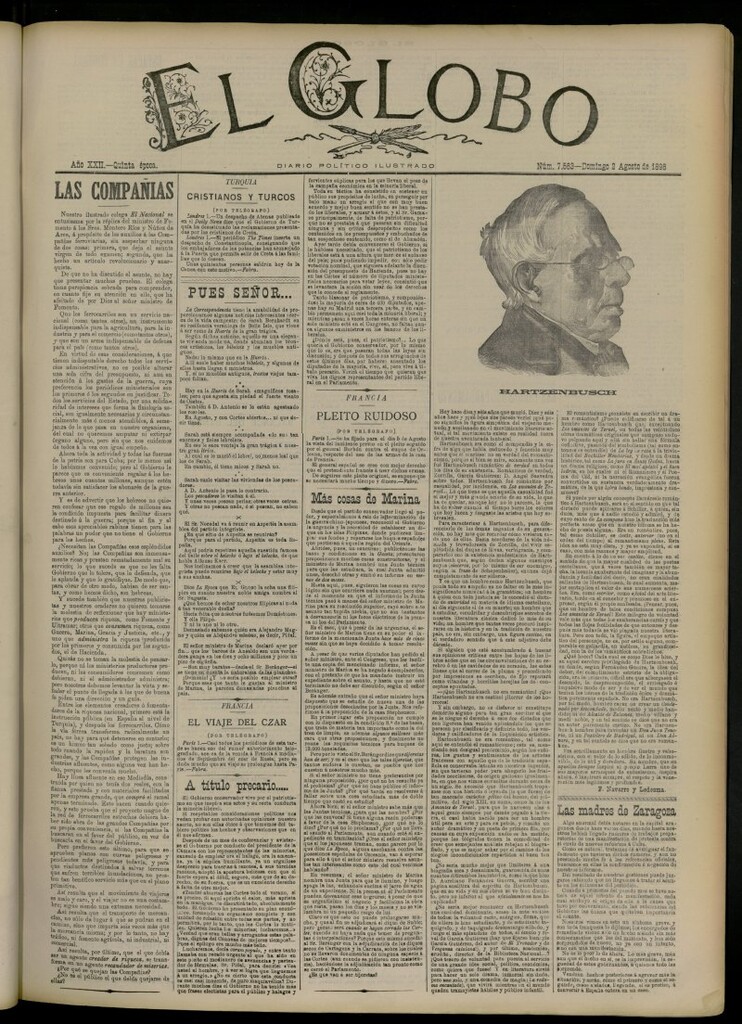 Miniatura de El Globo : diario ilustrado del 2 de agosto de 1896, nº 7563