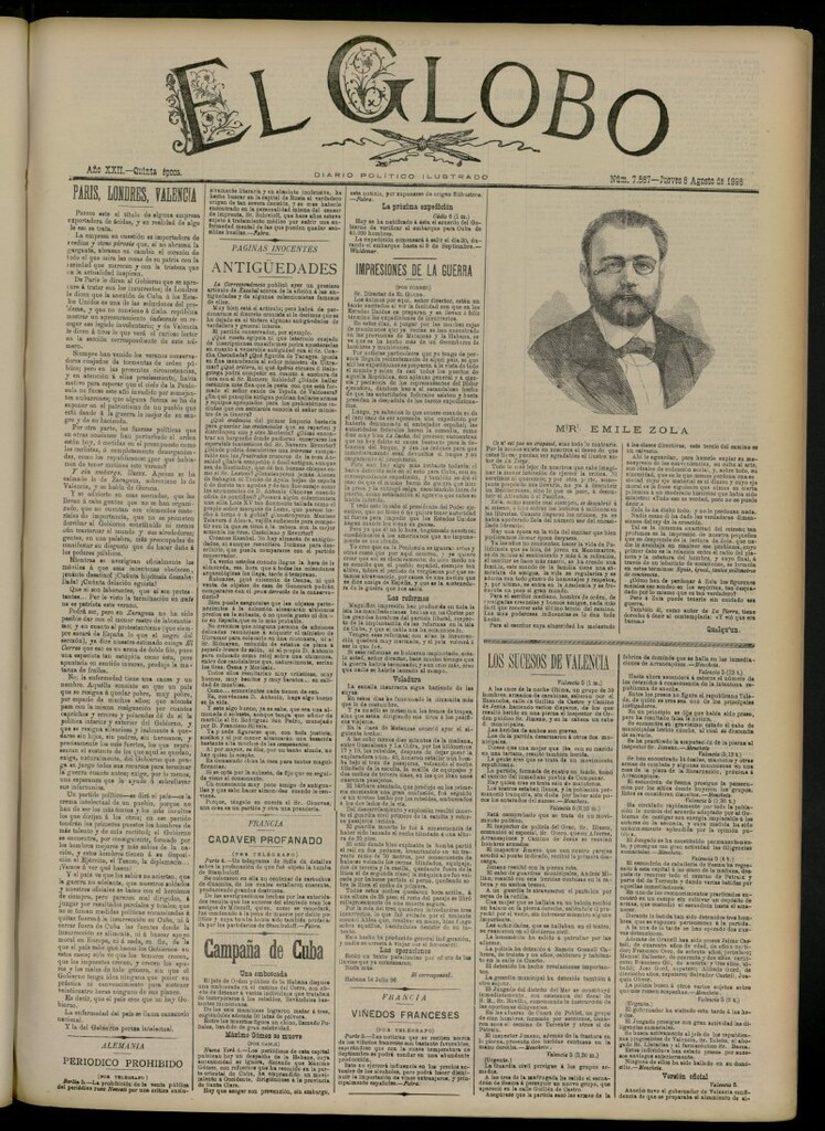 Miniatura de El Globo : diario ilustrado del 6 de agosto de 1896, nº 7567