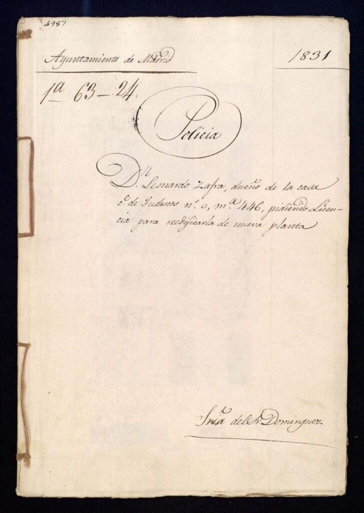 Miniatura de Don Leonardo Zafra, dueño de la casa de la calle de Tudescos, número 0, manzana 446, pidiendo licencia para reedificrla de nueva planta.