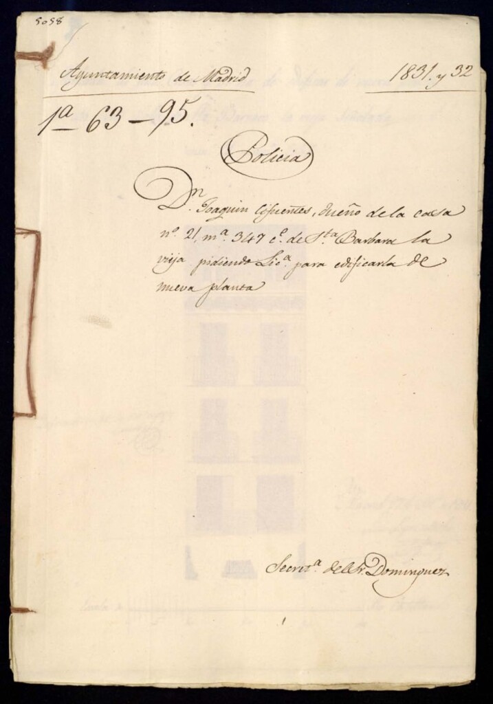 Miniatura de Don Joaquín Cifuentes, dueño de la casa número 21 manzana 347 de la calle de Santa Bárbara la vieja, pidiendo licencia para edificarla de nueva planta