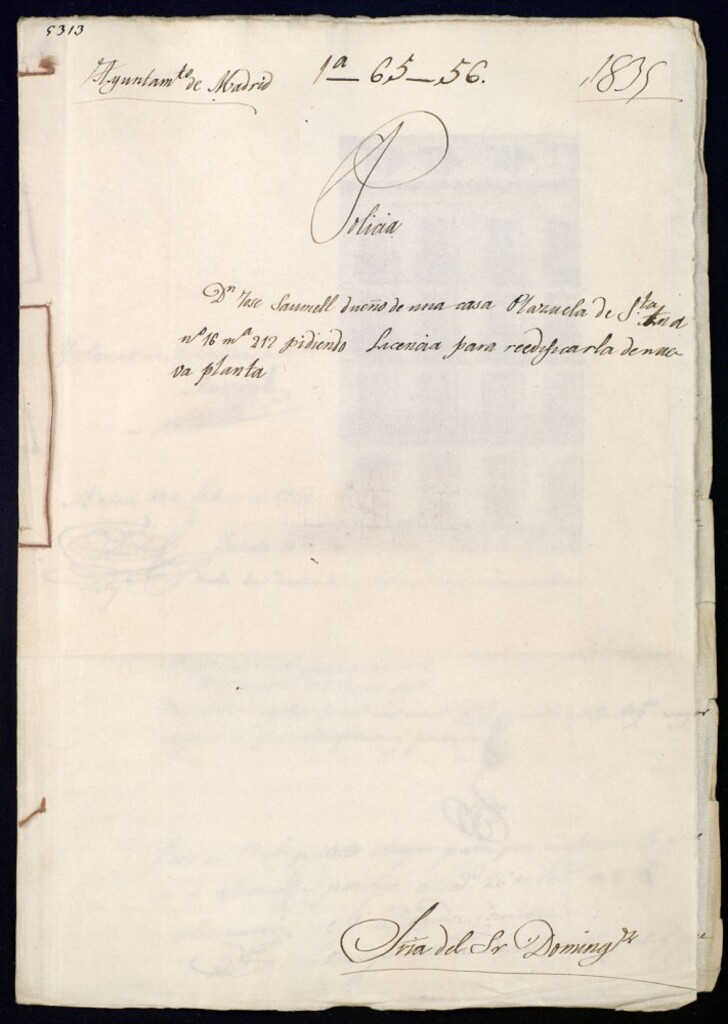 Miniatura de Don José Samuel, dueño de una casa Plazuela de Santa Ana, 16, manzana 212, pidiendo licencia para reedificarla de nueva planta.