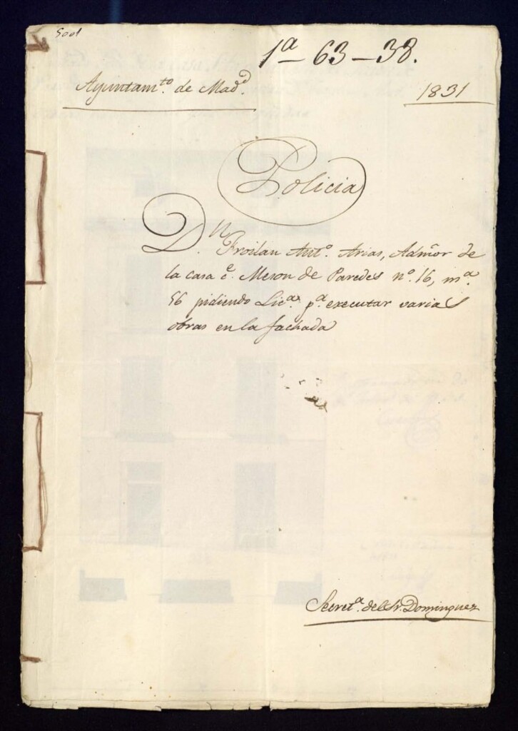 Miniatura de Don Froilan Antonio Arias, administrador de la casa de la calle del Mesón de Paredes, 16, manzana 56 pidiendo licencia para ejecutar varias obras en la fachada