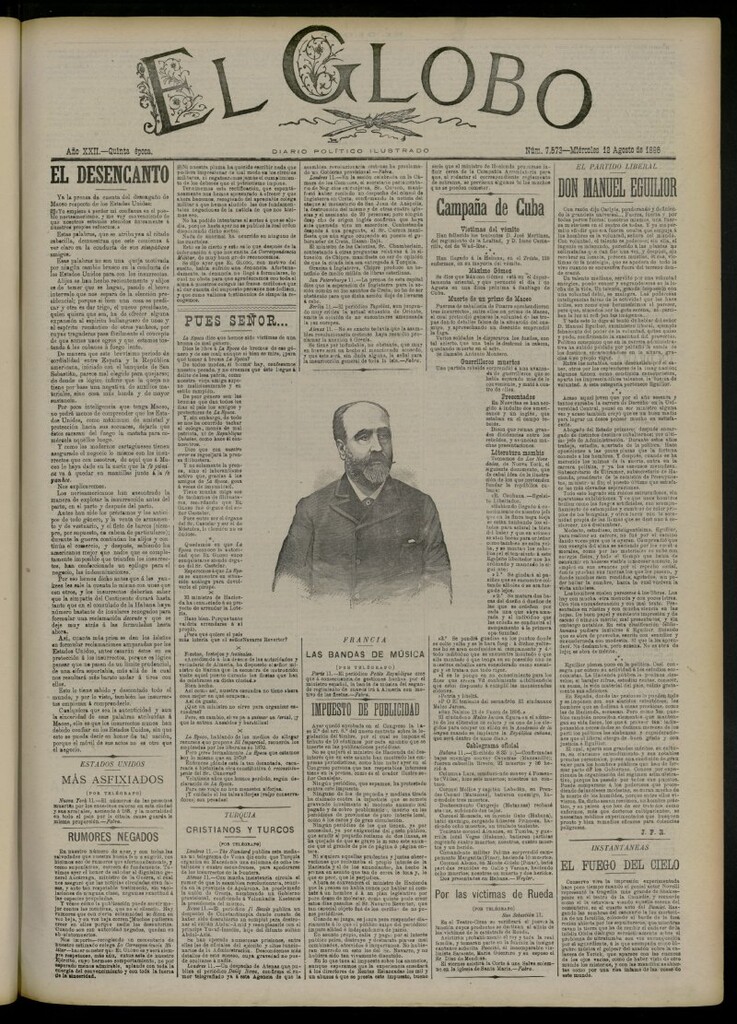 Miniatura de El Globo : diario ilustrado del 12 de agosto de 1896, nº 7573