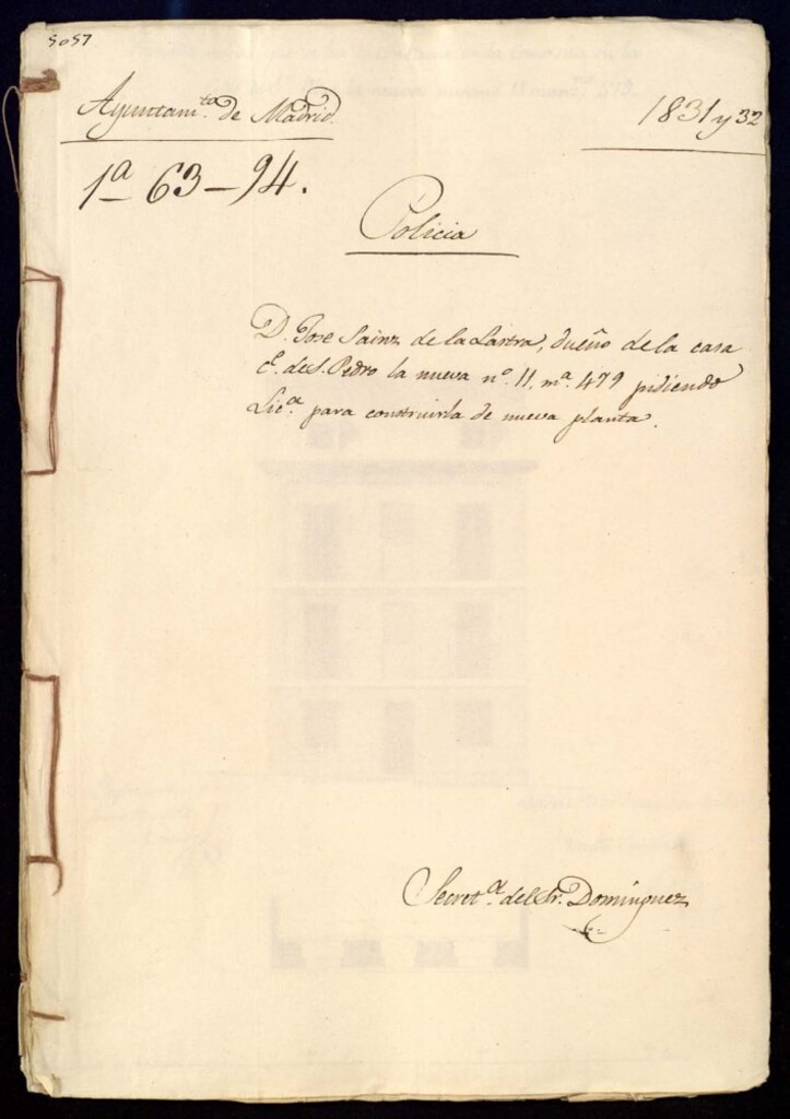 Miniatura de Don José Sainz de la Lastra, dueño de la casa de la calle de San Pedro, la nueva, número 11, manzana 479, pidiendo licencia para construirla de nueva planta.