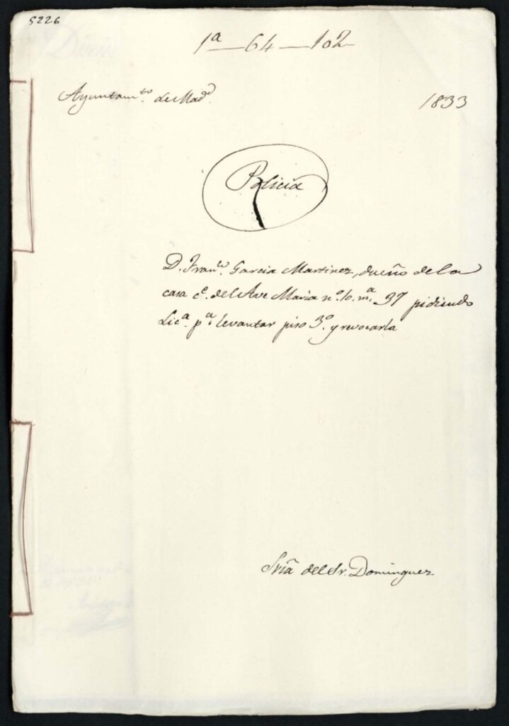 Miniatura de Don Francisco García Martínez, dueño de la casa de la calle del Ave María número 10, manzana 37, pidiendo licencia para levantar piso tercero y revocarla.