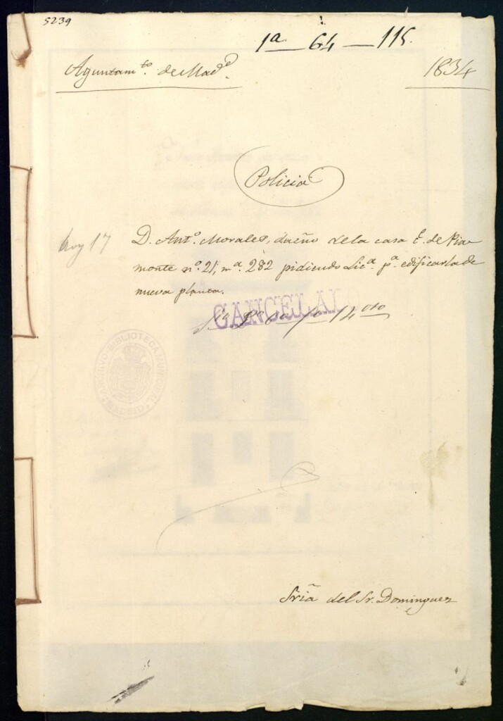 Miniatura de Don Antonio Morales, dueño de la casa de la calle del Piamonte, 21, manzana 282, pidiendo licencia para edificarla de nueva planta