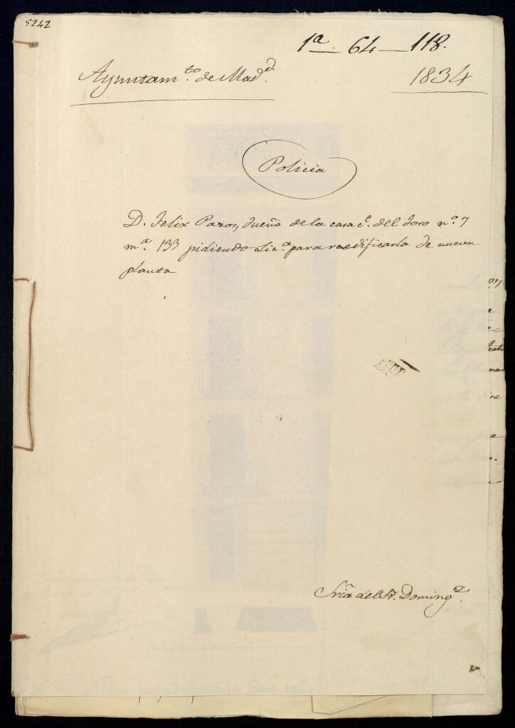 Miniatura de Don Félix Pazos, dueño de la casa, calle del Loro nº 7, manzana 133 pdiendo licencia para reedificarla de nueva planta.