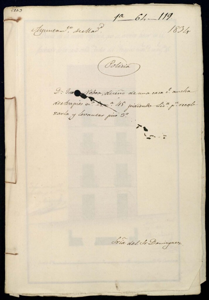Miniatura de Don Jose Noboa, dueño de una casa, calle ancha de Avapies nº 2, manzana 45 pidiendo licencia para recalzarla y levantar piso 3º.