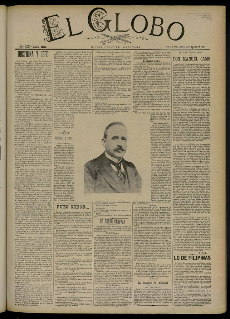 Miniatura de El Globo : diario ilustrado del 22 de agosto de 1896, nº 7582