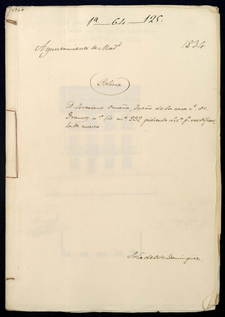 Miniatura de Don Severiano Omaña, dueño de la casa, calle de Francos Nº 14, manzana 232 didiendo licencia para reedificarla de nuevo.