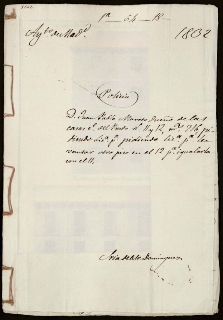 Miniatura de Don Juan Pablo Maroto dueño de las casas de la calle del Prado número 11 y 12, manzana 216 pidiendo, licencia para levantar otro piso en el 12 para igualarlo con el 11