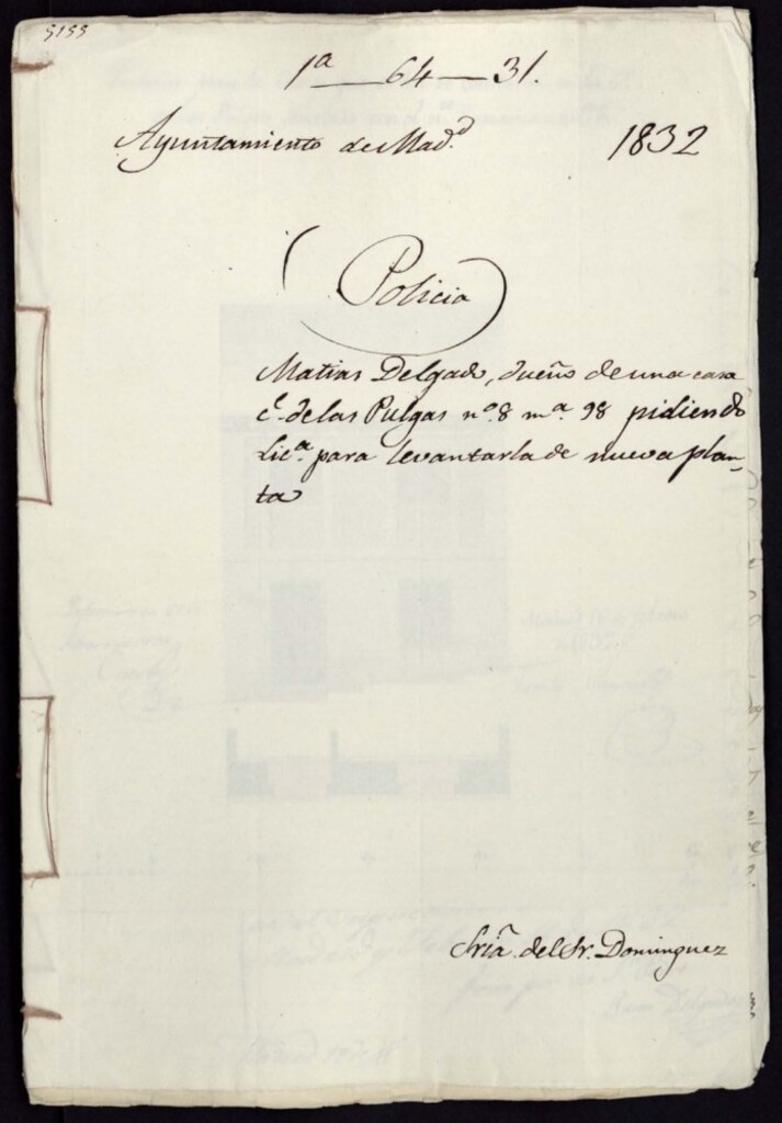 Miniatura de Don Matias Delgado, dueño de una casa calle de las Pulgas, 8 manzana 98, pidiendo licencia para levantar una nueva planta