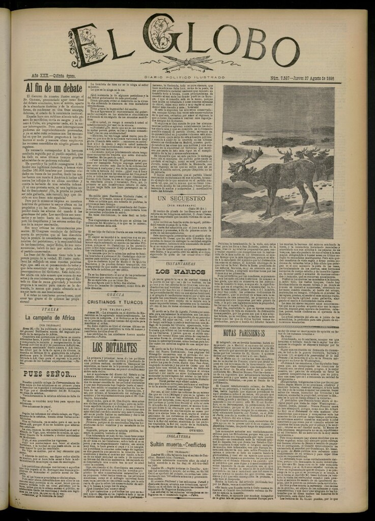 Miniatura de El Globo : diario ilustrado del 27 de agosto de 1896, nº 7587
